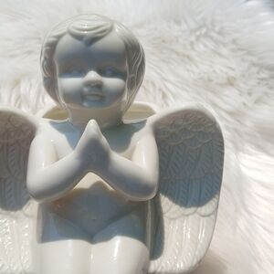 Cherub Planter White Ceramic Vintage 90s 1990s Decor Plant Holder Decoration vtg